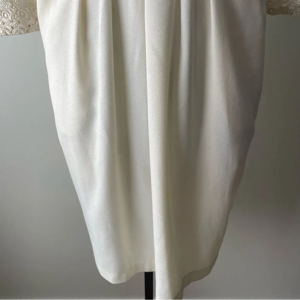 80s Vintage Missy First Montreal Lace Collar Modi Dress Button Down Cream Medium - Picture 6 of 13